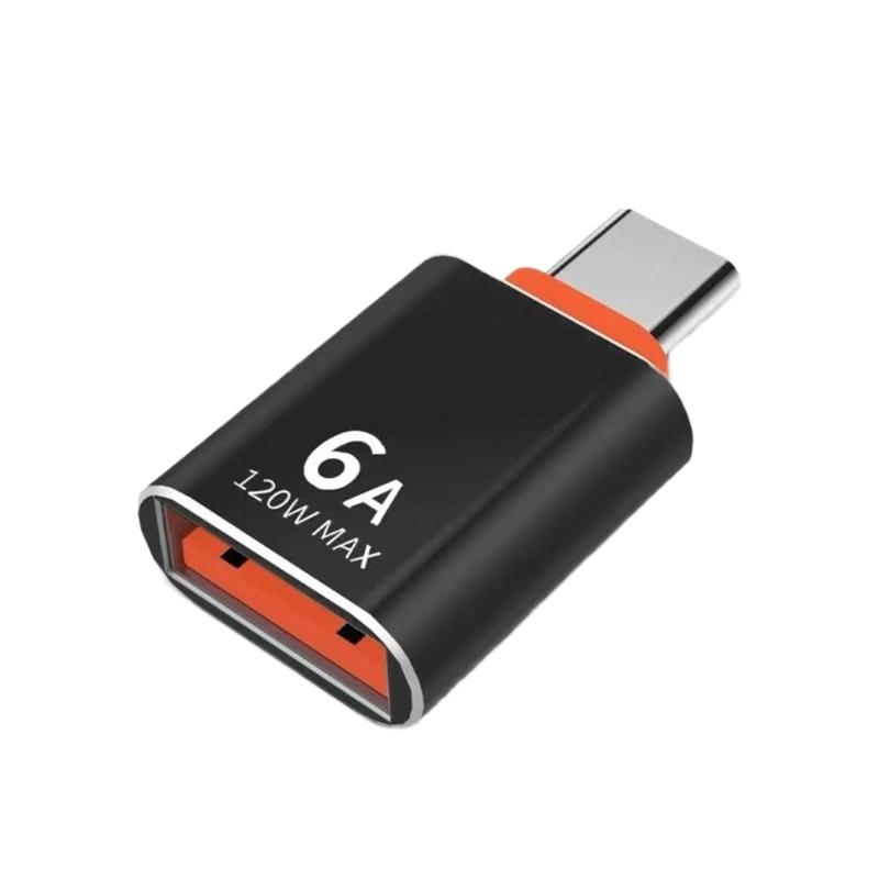 Прочный металлический адаптер Type C на USB OTG конвертер для быстрой передачи данных, зарядка 120 Вт 6 А и подключение устройств
