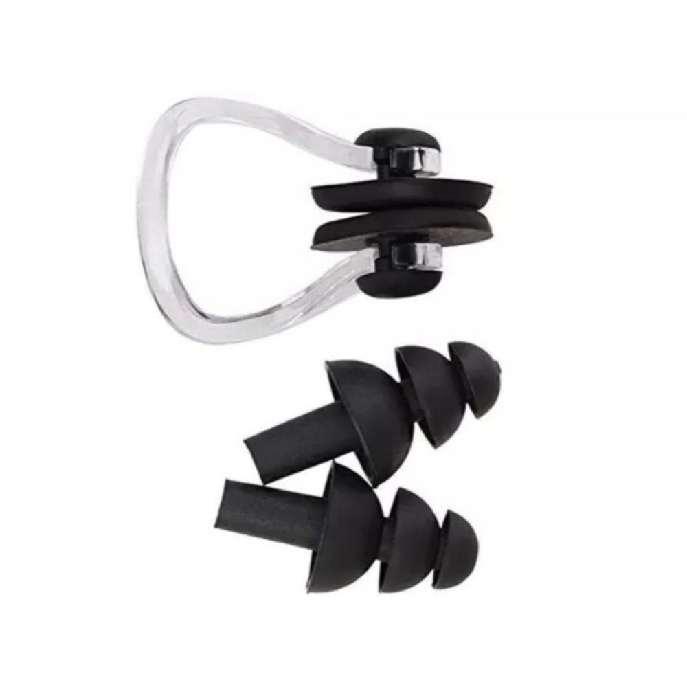 Мягкие силиконовые беруши для плавания и зажим для носа, набор, черный