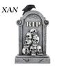 Outdoor Festive Scene Accessory Halloween Skull Tombstone, Stone Look Retro Gothic Resin Creepy Haunted House Horror Decor Crow Gravestone Ornament