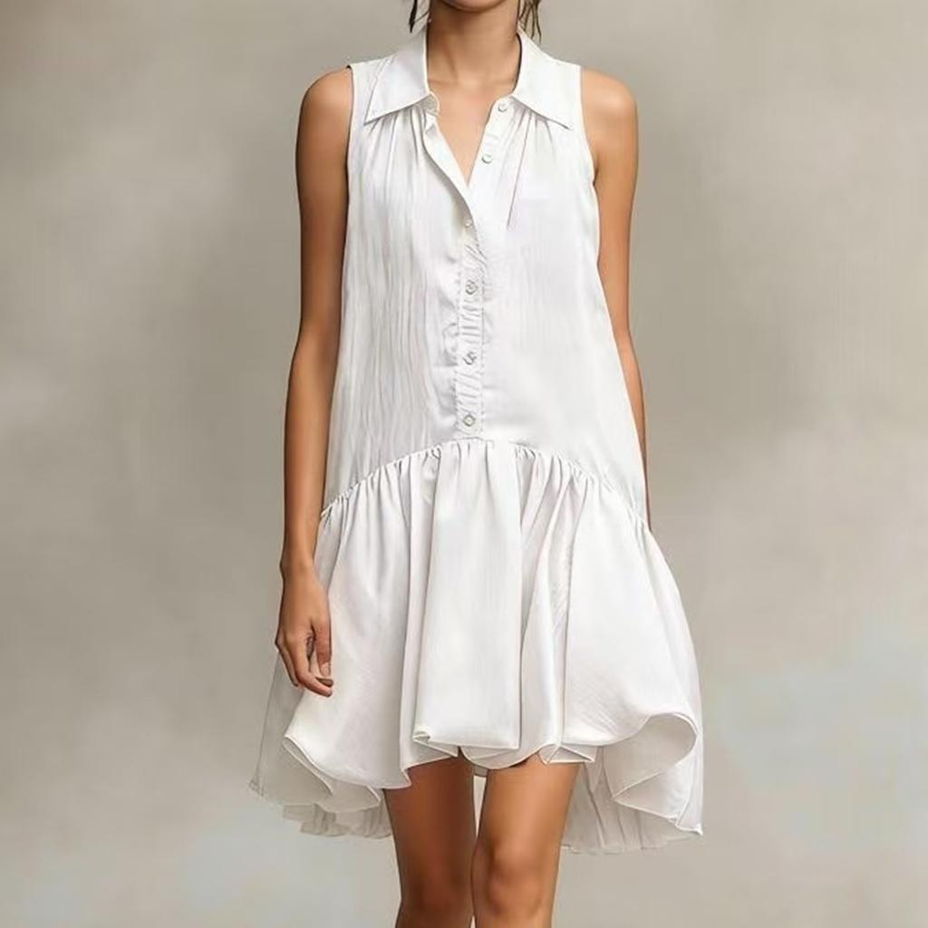 Women's Ruffled Sleeveless Dress With Frills