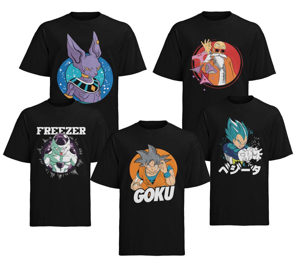 Футболка мужская с персонажами Dragon Ball: Гоку, Вегета, Биру, Фриза, Буу, Роши