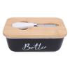Масленка Прямоугольная Форма Многофункциональная Объем 500 мл Держатель для Масла Поднос для Кухни Черный