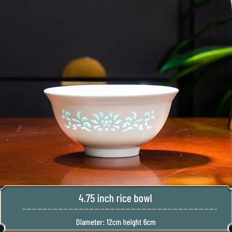 Jingdezhen Underglaze Celadon Linglong Porcelain Noodle Bowl