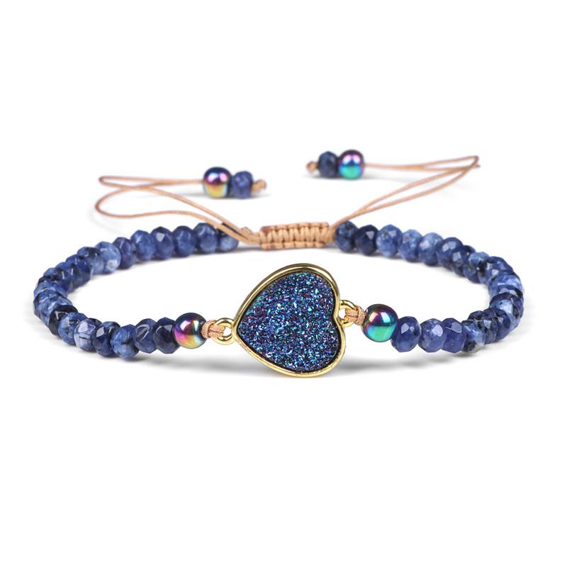 Ladies Bracelet Natural Stone Wheel Beads Friends Gift Crystal Cluster Adjustable Woven Starry Sky Moon And Heart Bracelet