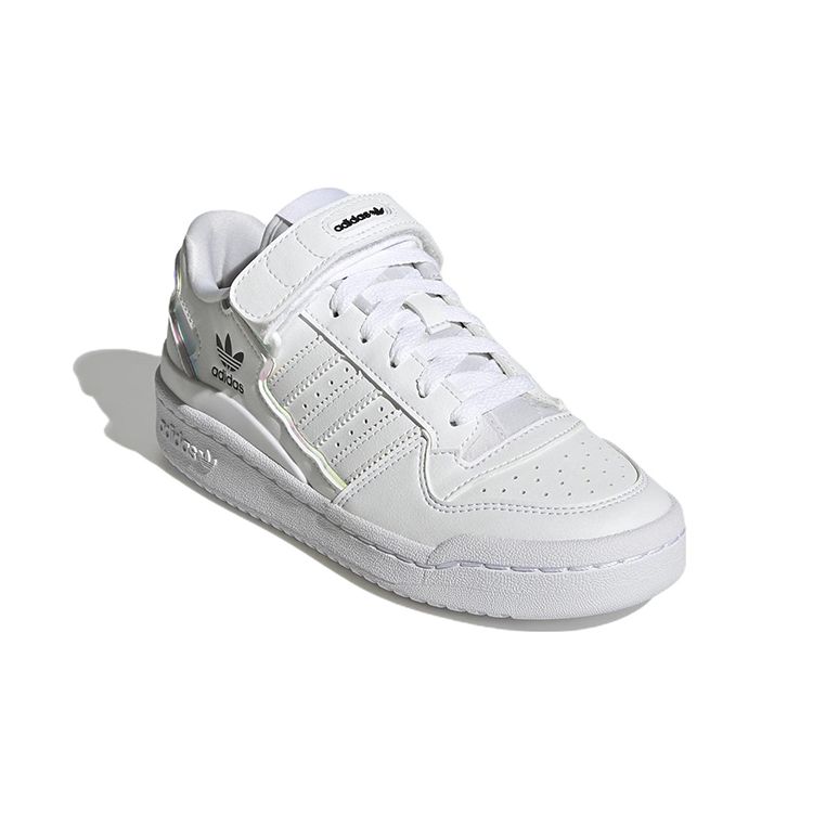 Adidas Forum J Белые переливающиеся детские кроссовки Cloud-White Core-Black GY9249