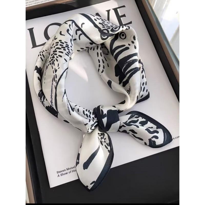 100% Pure Silk Square Scarf 53x53cm Lightweight Floral Print Womens Fashion Accessory Office