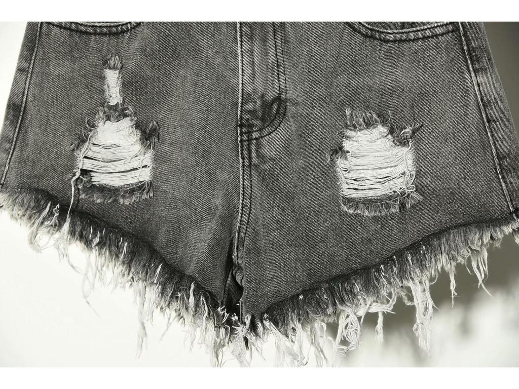Korean High Waist Plus Size Raw Edge Denim Shorts for Women - Ripped, Slimming, Wide Leg A-Line Style