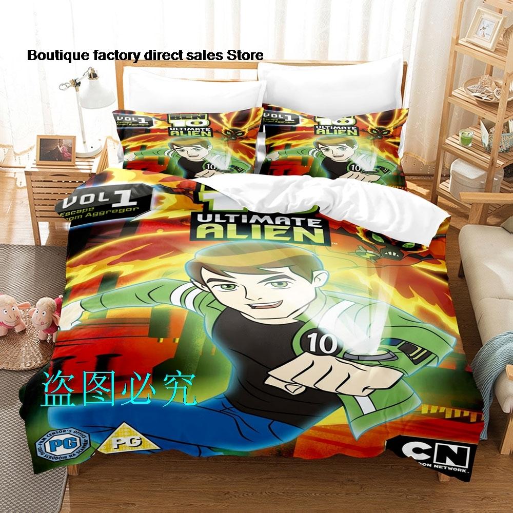 Ben10 Ультимативный Комплект Постельного Белья Односпальный Полуторный Двуспальный Евро King Size Комплект Постельного Белья Детская Спальня Комплекты Пододеяльников Комплект Постельного Белья Аниме