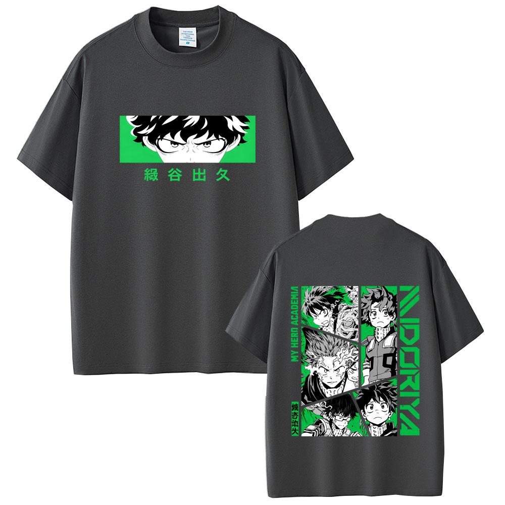 Anime My Hero Academia Midoriya Izuku Eyes Graphic Tshirts Unisex Women Casual High Quality Cotton Y2K Tees Male Unisexga Streetwear