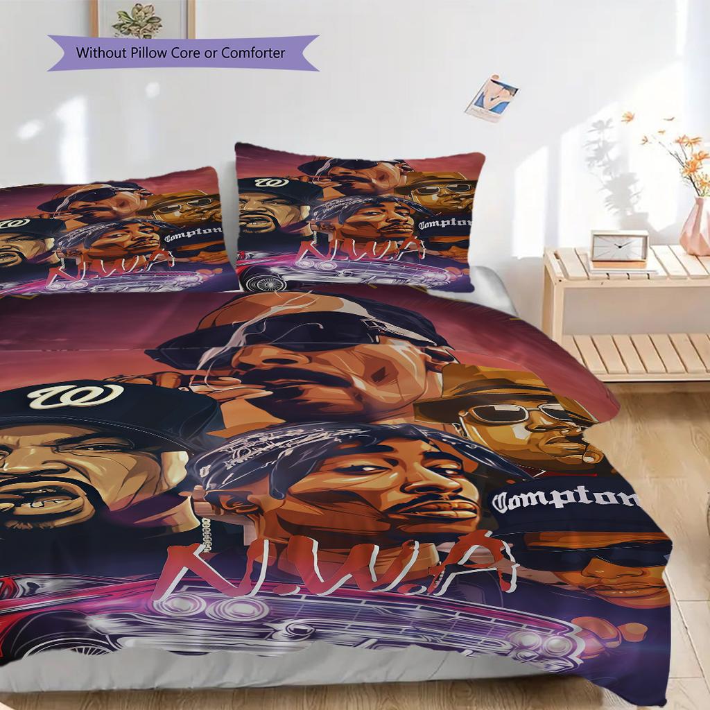 Rap Legends Visual Celebration Hiphop Culture Threepiece Set 1 Duvet Cover 2 Pillowcase Without Core Christmas Birthday Gift