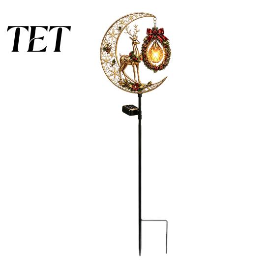 Decorative Porch Lighting Solar Christmas Crescent Light, Moon Snowman Garden Stake Waterproof Landscape Path Stakes LED Pathway Lamp for Outdoor Yard