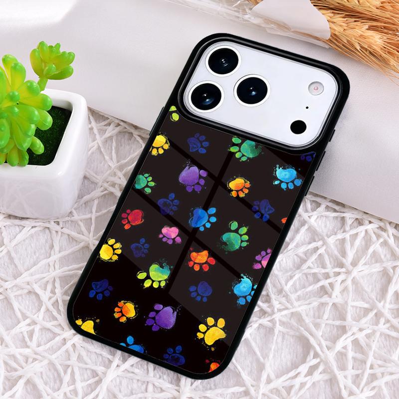 Watercolor Paw Prints Shockproof Phone Case for iPhone 17 Air 16e 15 11 12 14 13 Pro Max Cover Coque