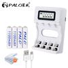 PALO 4-12pcs AAA 3A Rechargeable Battery Ni-mh 1.2V 1100mAh + 4 Slots USB Smart Fast Charger for AA AAA Battries