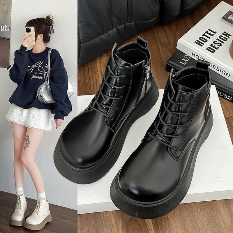 Fashion Hot Selling Riding Boots Woman 2025 Autumn Winter New Fashion Thick Sole Simple British Style Brown Fashion Ankle Boots Woman