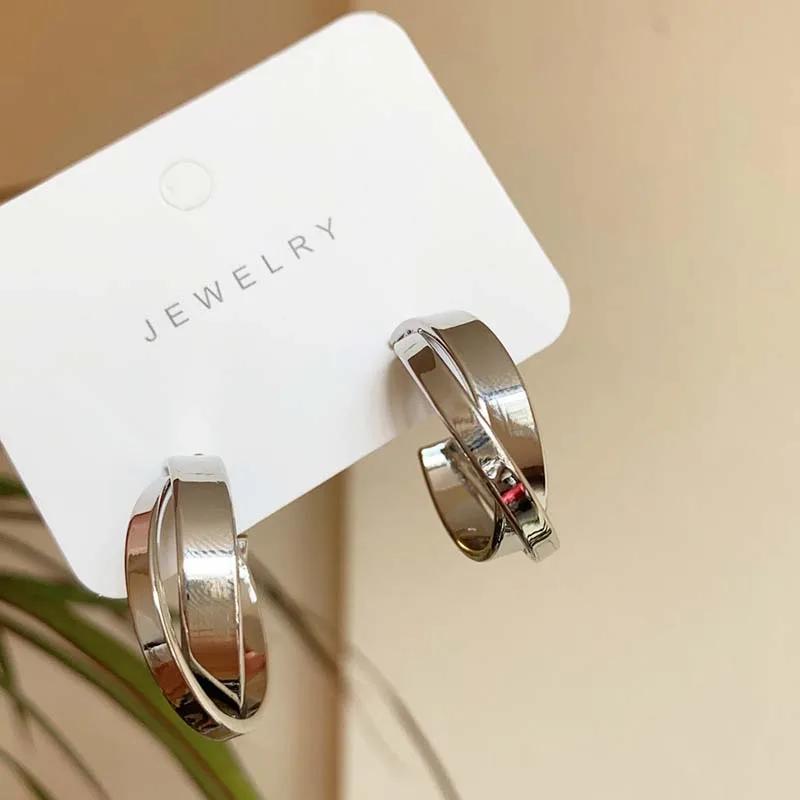 Модные металлические геометрические круглые серьги-кольца для женщин в стиле панк, серебряный цвет, в форме буквы C, серьги-подвески, ювелирные изделия Brincos, подарок