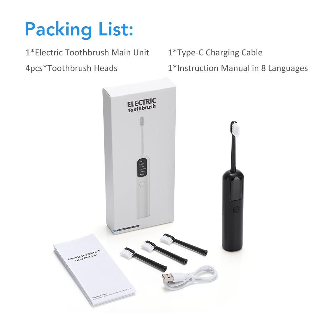 Электрическая вращающаяся зубная щетка для взрослых со сменными насадками для глубокой чистки, перезаряжаемая, с умным таймером, для отбеливания зубов.