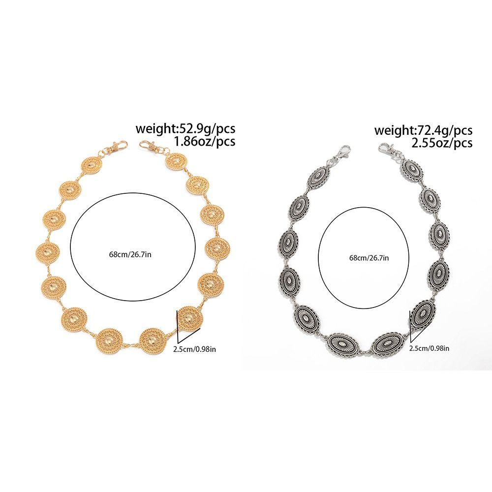 Gothic Round Disk Waist Chain Zinc Zinc Zinc Alloy Pants Chain Fashion Punk Belt Chain Jeans