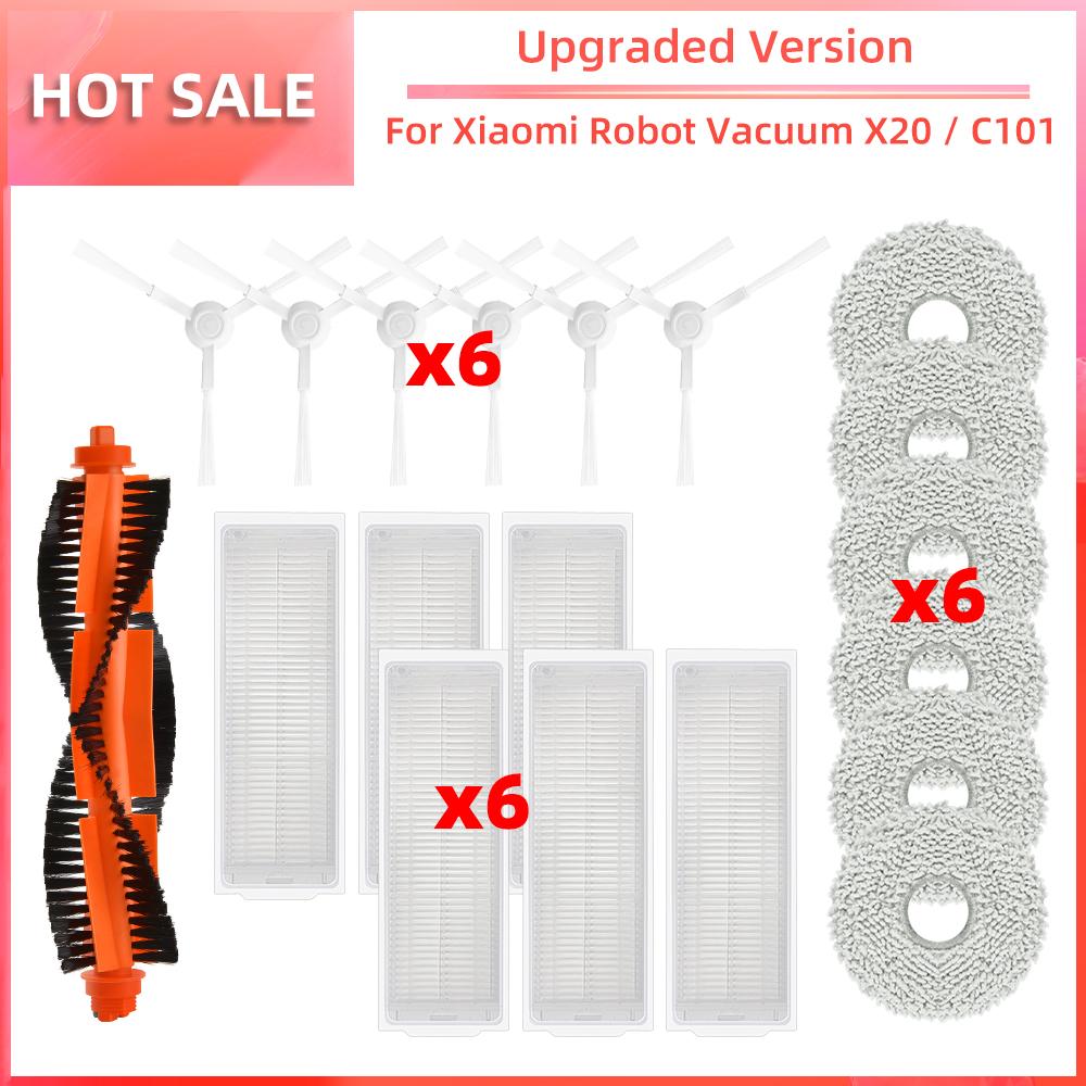 Compatible for Xiaomi Robot Vacuum X20 / C101 Main Side Brush HEPA Filter Mop Pads Replacement Spare Parts Accessories