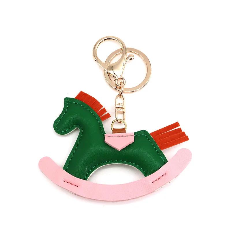 Women's Bag Charm Decoration Bag Pendant Cartoon Rocking Wooden Horse Women's Leather Bag Charm Key Chain Cute Bag Accessories Gifts