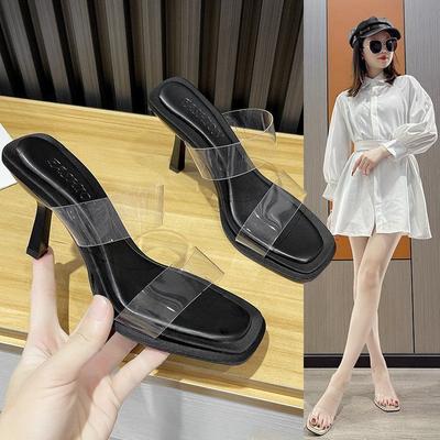 Темпераментные серебристые сандалии французский нишевый высокий каблук прозрачные крутые шлепанцы туфельки феи 2025 новая летняя коллекция