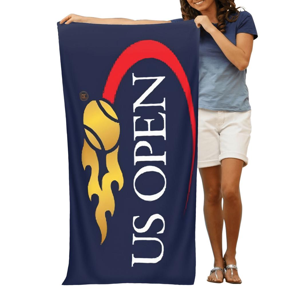 Теннисный турнир US Open Пламя Пляжное полотенце С узором Солнцезащитное и ветрозащитное Подходит для бассейна Кемпинга Путешествий Одеяло