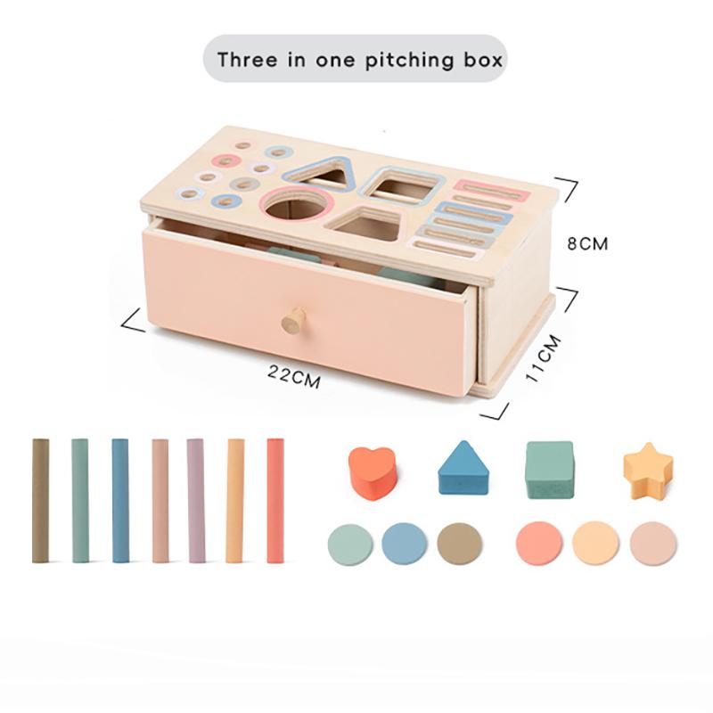 Baby Montessori Learning Toys: Wooden Color Shape Sorter with Drawer Box, Busy Board & Matching Game | Fine Motor Sensory Gift