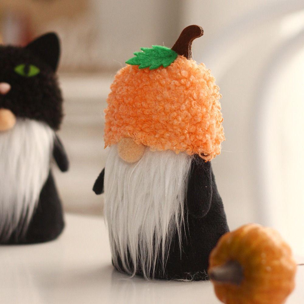 Pumpkin Black Cat Swedish Elf Dwarf Plush Ornaments Cute Faceless Old Man Doll Christmas