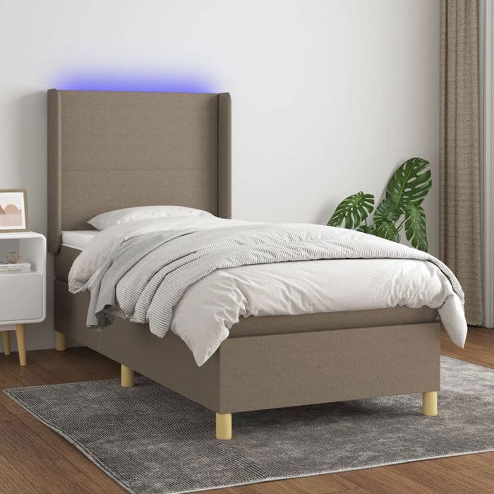 Maison Exclusive - Sommier à lattes de lit matelas et LED Taupe 90x200 cm Tissu
