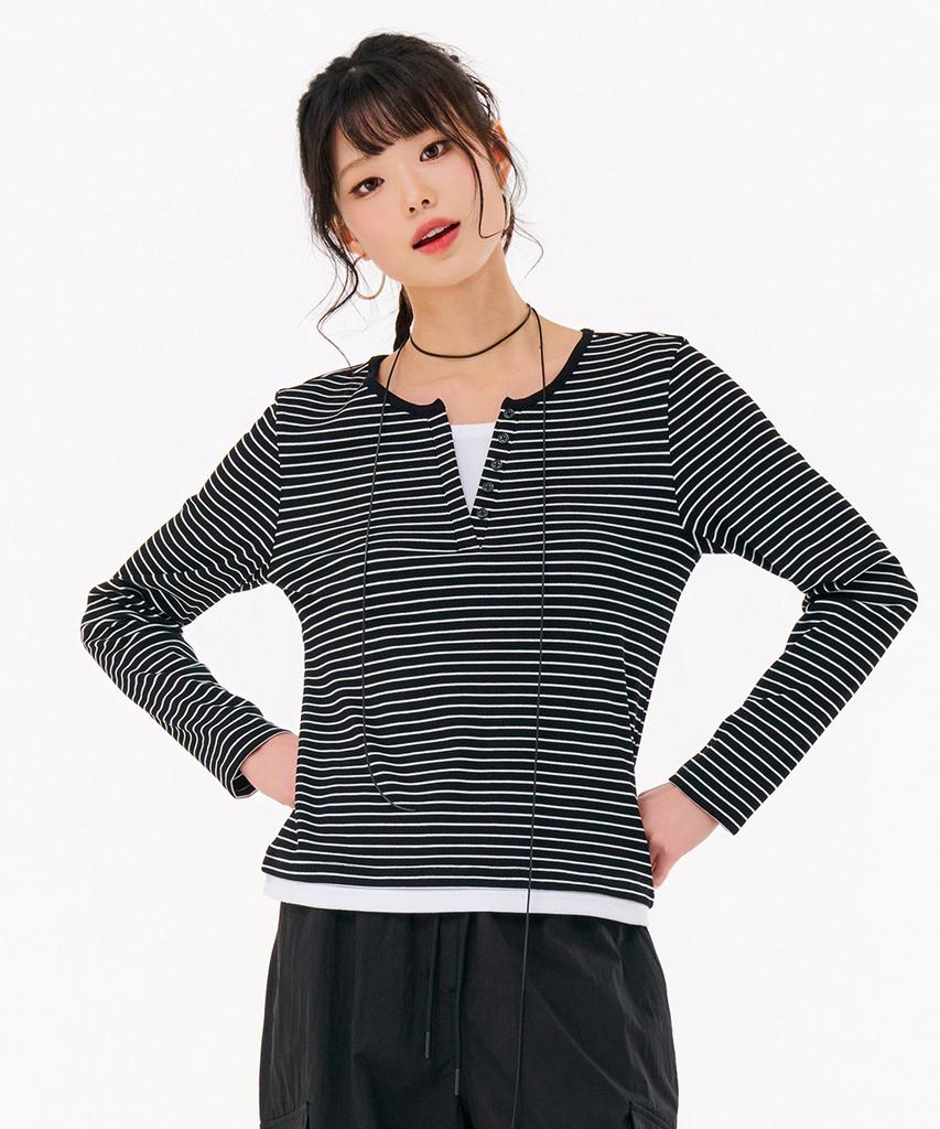 CHASECULT Women'S Striped Layered T-Shirt-Farg5168B03