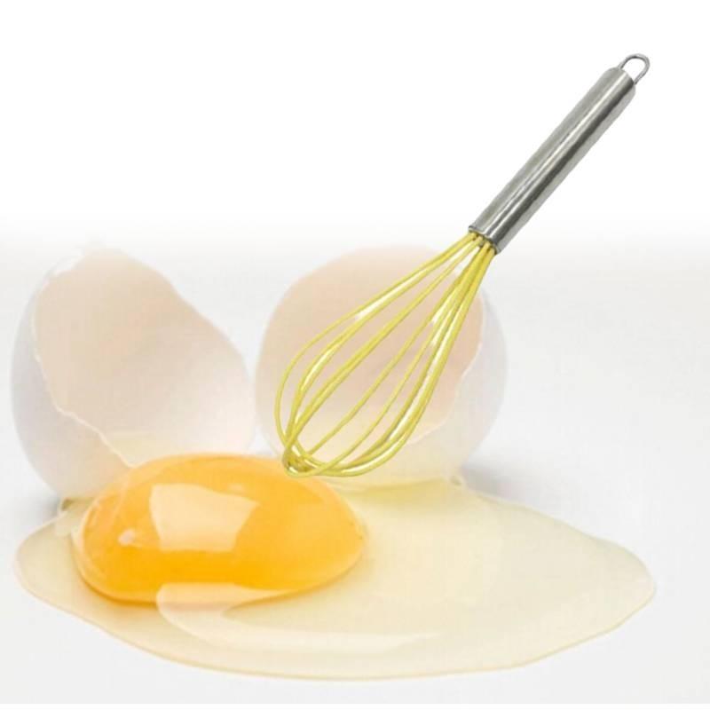 Factory Custom Stainless Steel 304 Egg Beater Cream Whisk Mixer 10 Inch Yellow Silicone