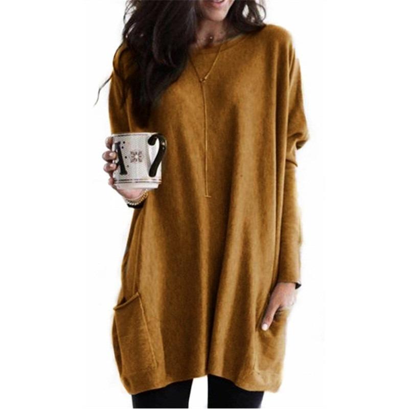 Spring and Autumn T-shirt Women's Casual Round Neck Long Sleeve Top