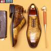 Винтажные мужские туфли с узором крокодила, роскошные из натуральной кожи, летние, дизайнерского качества, свадебные, деловые оксфорды, мужские