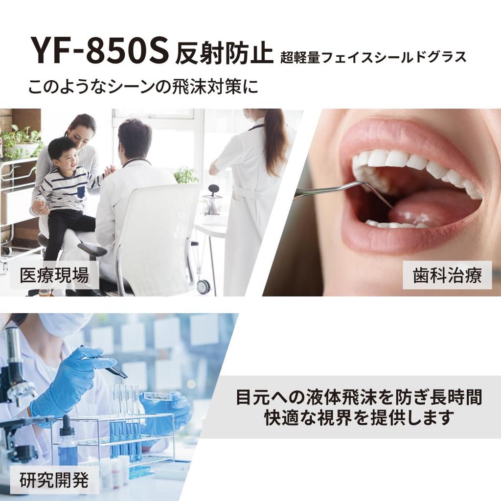 Yamamoto Kogaku Model Eyeglass Face Set Frame 2 Medical Eye Compatible with Eyeglasses and Made In Japan YF-850S High-Spec Shield, Eyeglass-Style (1 +