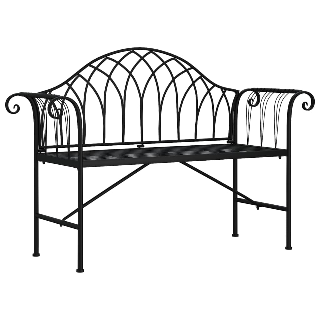 Vidaxl Ławka Ogrodowa Dla 2 Osób, 128 Cm, Czarna, Stalowa