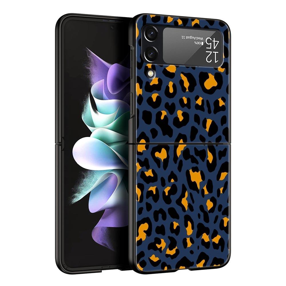 Чехол для телефона с леопардовым принтом для Samsung Galaxy Z Flip 6 5 4 3 Корпус для Samsung Z Flip3 Flip4 Flip5 Flip6 Жесткая крышка из поликарбоната