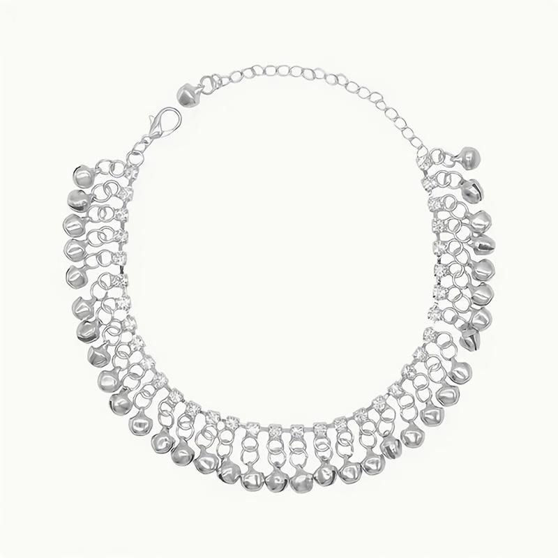Браслет на лодыжку Hanmade Chain Ankle Style Boho, 1 шт., подвеска, золотистая/серебристая, винтажный стиль, цепочка на лодыжку, браслет с колокольчиком и кисточкой