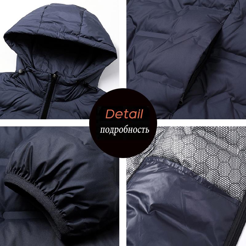Men Winter White Duck Down Jacket Warm Thick Windproof Waterproof Puffer Jacket Hooded High Quality Ultralight Down Jacket Male
