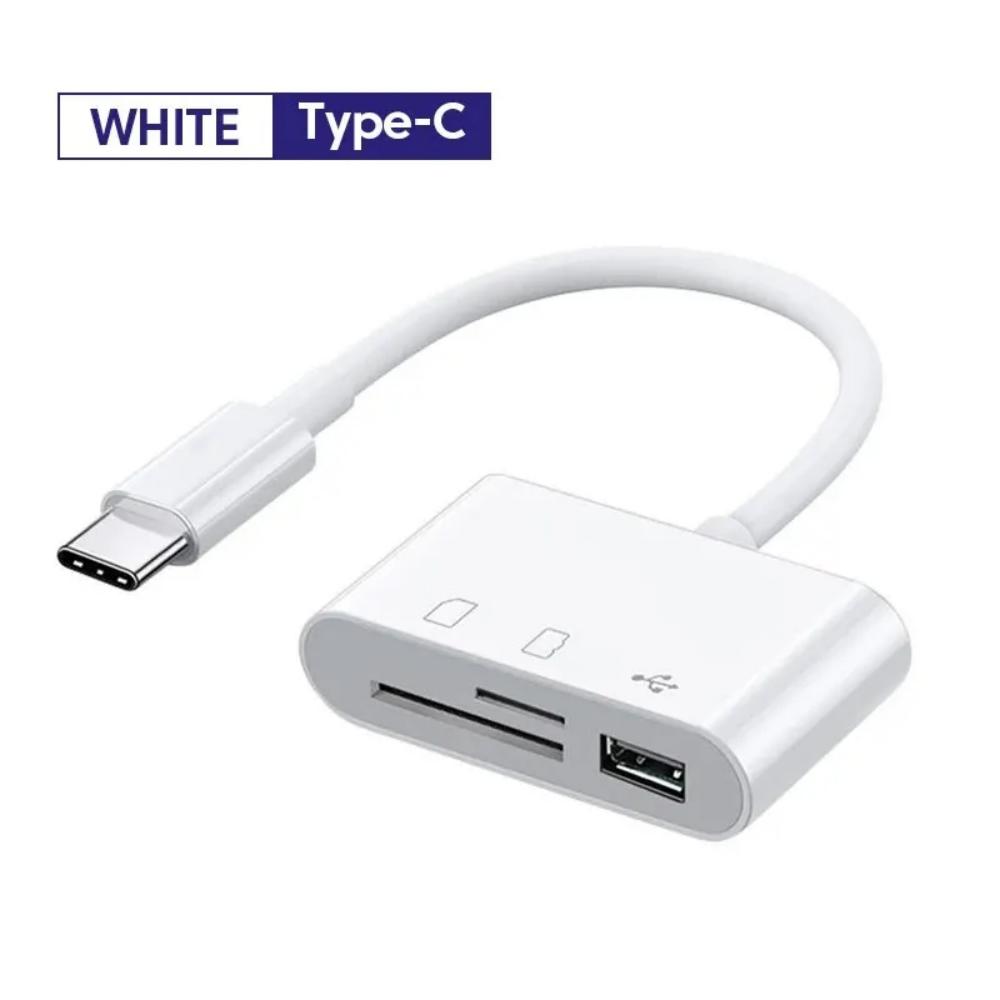 3-в-1 Type-C Адаптер для карт памяти TF SD, OTG USB C, USB2.0 Коннектор для карт, Подходит для MacBook, USB Type C Адаптер