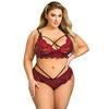 Plus Size Sex Underwear Lace Cross with Embroidered Decorative Sexy Bra Set
