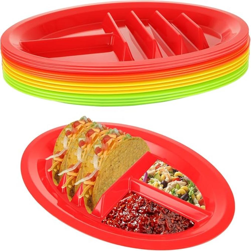 2pcs Oval Taco Plate Divided Taco Holder Party Supplies Taco Serving Tray Restaurant