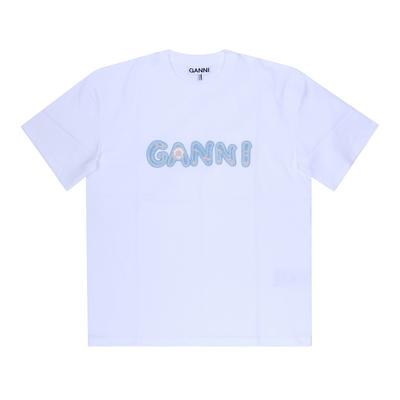 Женская футболка Ganni с вышитым логотипом, вязаная 151 A1050188