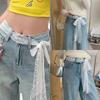 Unique Y2K Long Lace Waistband Floral Bow Lace Waist Belt Tie Up Thin Dress Jeans Belt Lace Scarf Hair Band Hair Accessories