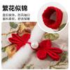 Pet Dress Cats Dogs Chinese New Festival Outfit Floral Print Red Cotton Costume Size XS To XXL