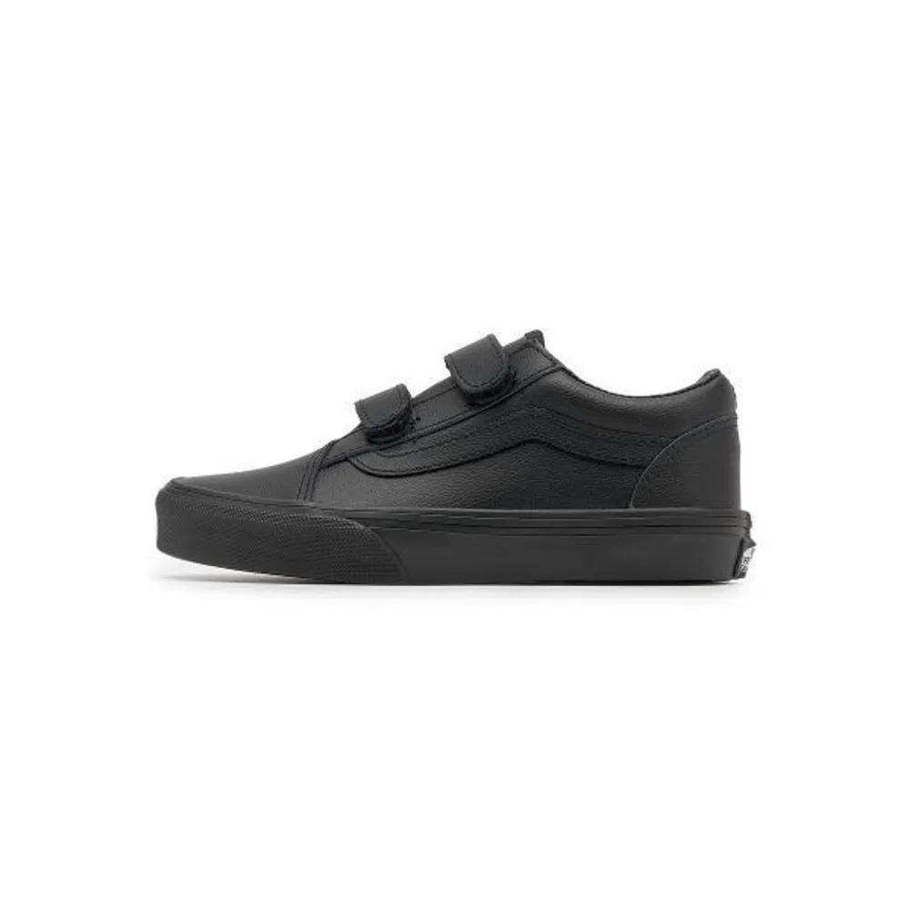Vans ДЕТСКИЕ Old Skool на липучках - (Классический Трамбл) Черный Моно VN000CYAHF91