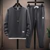 Summer Men's Waffle Sets Casual T-Shirt And Pants Set Male Sports Suit 2 Priece Set Solid Color Tracksuit Loose Suits