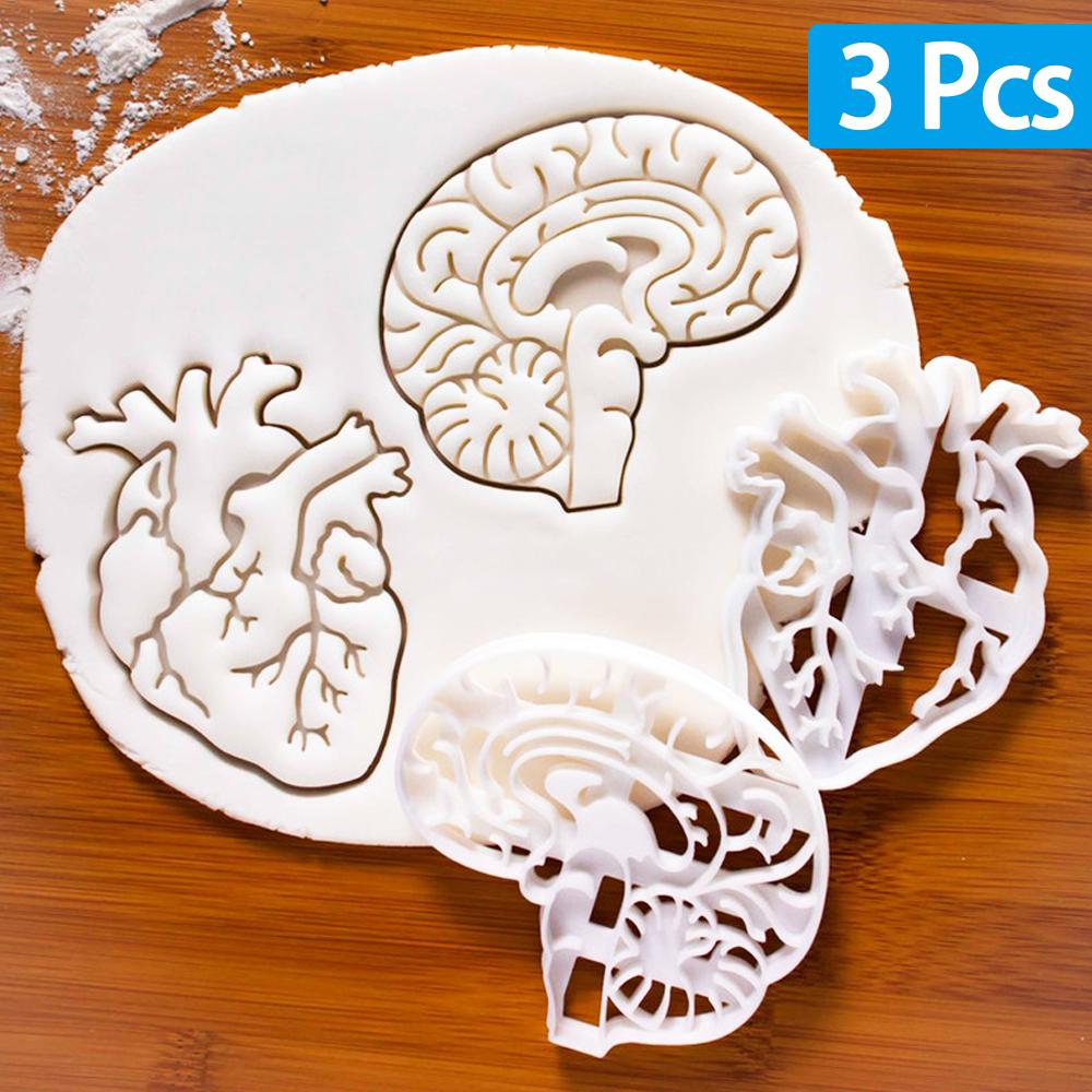 Human Organs Cookie Cutter Heart Brain Shape Fondant Icing Biscuit Mold Party Cake Decoating Baking Tools Kitchen Accessories