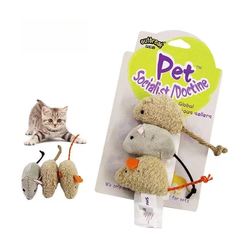 3-Pack Realistic Plush Mouse Cat Toys - Bite-Resistant Interactive Teasers for Kittens, Energy-Burning Toys To Relieve Boredom