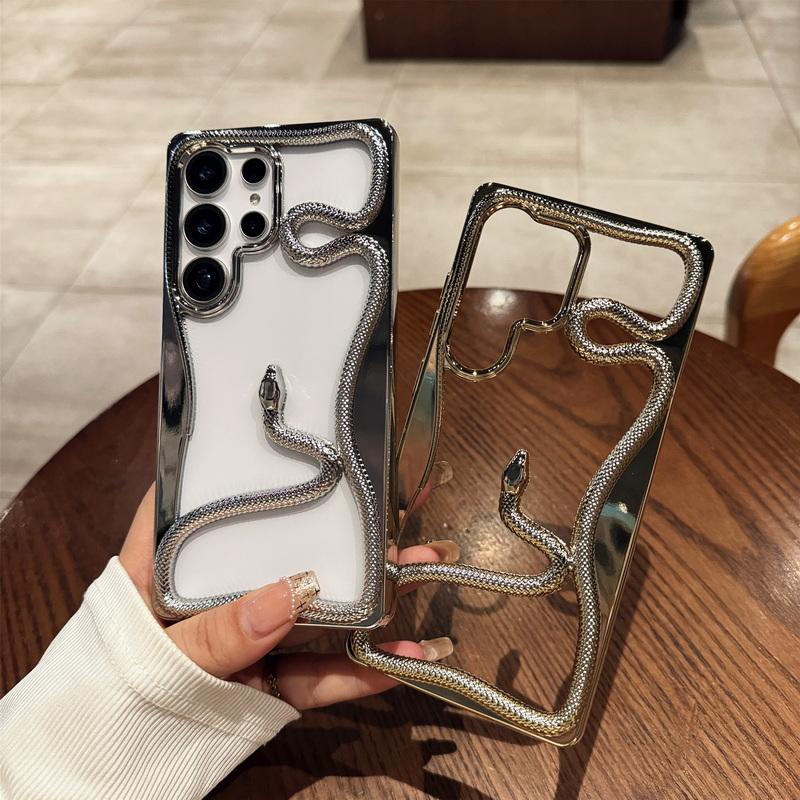 Покрытие 3D полый чехол-змея для Samsung Galaxy S25 S24 Ultra S23 FE A17 A56 A55 A16 A15 A26 A54 A36 5G Мягкий чехол из ТПУ для телефона