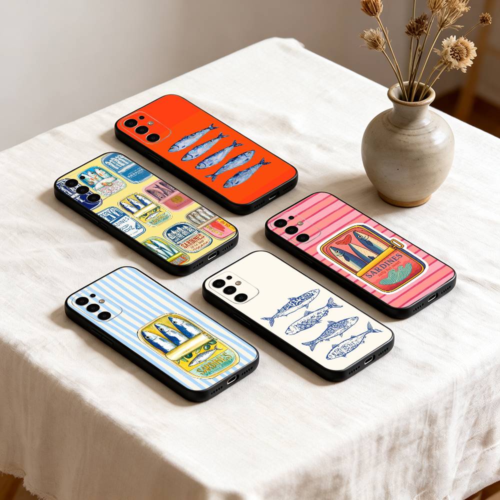 Чехол для телефона S-Sardines F-Fish Art для Samsung S25, S24, S21, S22, S23, S30, Ultra, S20, Plus, Fe, Мягкий силиконовый черный чехол
