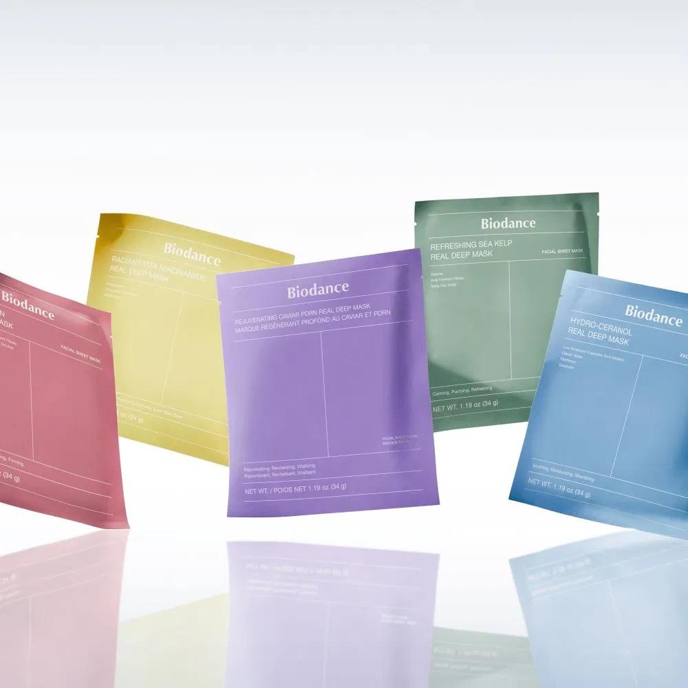 BIODANCE Real Deep Mask Variety Pack 5 Types Hydrogel Facial Mask 5 Sheets / 10 Sheets Collagen Cera-Nol Sea Kelp Vita Niacinamide Caviar PDRN